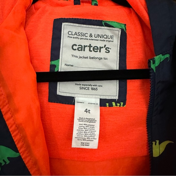 Carter’s Dinosaur Windbreaker Jacket Size 4T - Picture 3 of 3